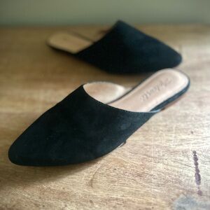 MADEWELL Women's “Remi” Black Suede Pointed Toe Slip On Mule Flats